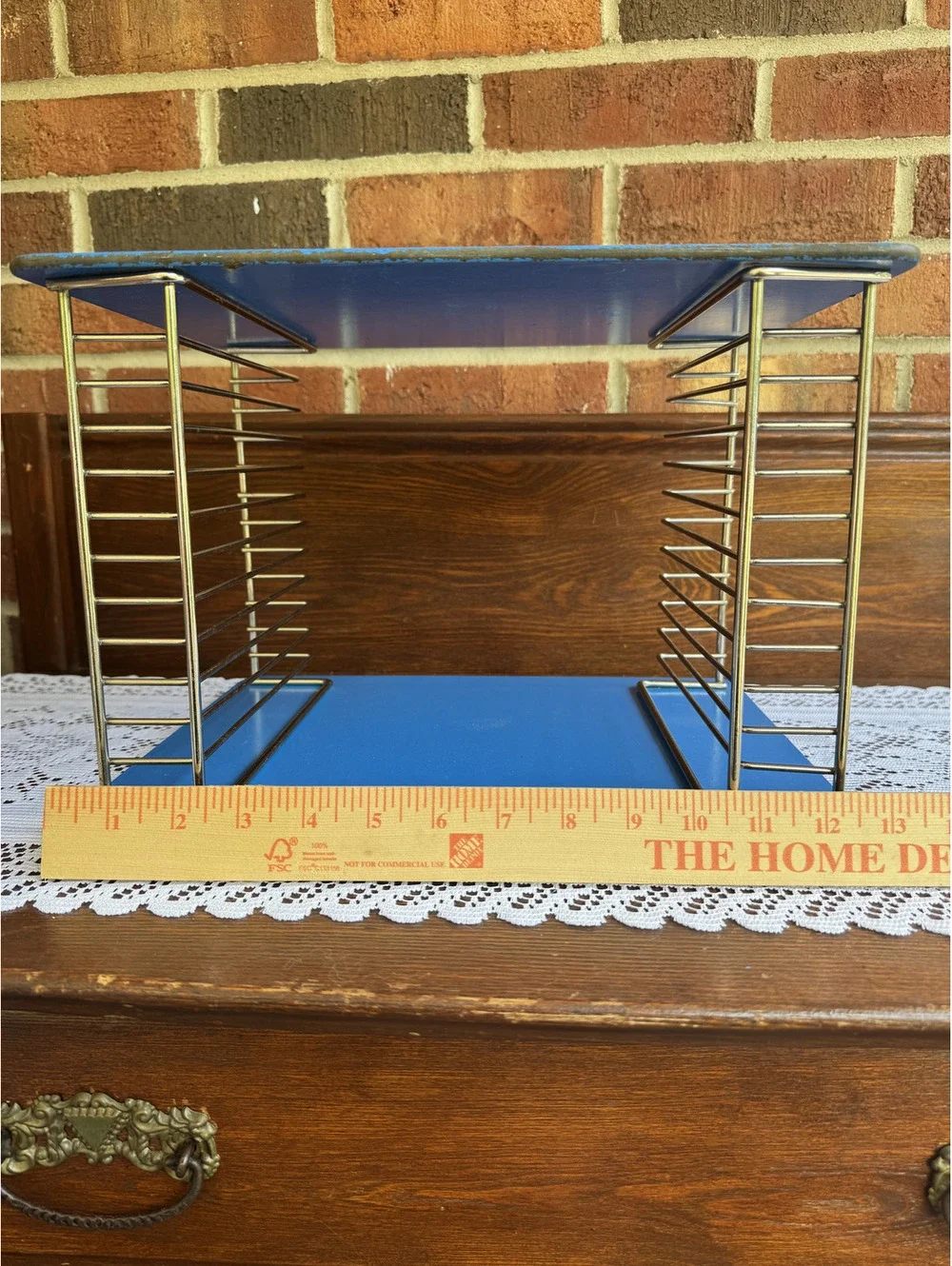Vintage Playskool Blue Metal Puzzle Storage Rack